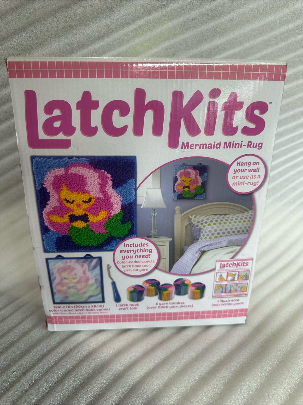 LatchKits Mermaid Mini-Rug Latch Hook Kit - Pink, Purple, Green, Blue